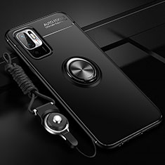 Funda Silicona Carcasa Ultrafina Goma con Magnetico Anillo de dedo Soporte SD3 para Xiaomi POCO M3 Pro 5G Negro
