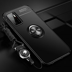 Funda Silicona Carcasa Ultrafina Goma con Magnetico Anillo de dedo Soporte SD3 para Xiaomi Redmi 11 Prime 5G Negro