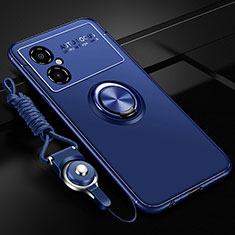 Funda Silicona Carcasa Ultrafina Goma con Magnetico Anillo de dedo Soporte SD3 para Xiaomi Redmi Note 11R 5G Azul