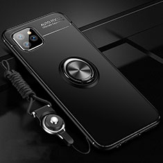 Funda Silicona Carcasa Ultrafina Goma con Magnetico Anillo de dedo Soporte T01 para Apple iPhone 11 Pro Max Negro