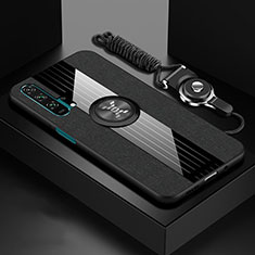 Funda Silicona Carcasa Ultrafina Goma con Magnetico Anillo de dedo Soporte T01 para Huawei Honor 20 Pro Negro
