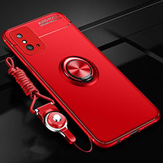 Funda Silicona Carcasa Ultrafina Goma con Magnetico Anillo de dedo Soporte T01 para Huawei Honor X10 Max 5G Rojo