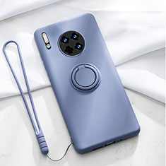 Funda Silicona Carcasa Ultrafina Goma con Magnetico Anillo de dedo Soporte T01 para Huawei Mate 30 5G Gris