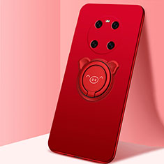 Funda Silicona Carcasa Ultrafina Goma con Magnetico Anillo de dedo Soporte T01 para Huawei Mate 40 Rojo