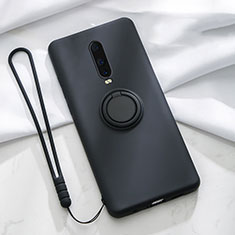 Funda Silicona Carcasa Ultrafina Goma con Magnetico Anillo de dedo Soporte T01 para Oppo RX17 Pro Negro