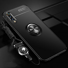Funda Silicona Carcasa Ultrafina Goma con Magnetico Anillo de dedo Soporte T01 para Samsung Galaxy A70S Negro