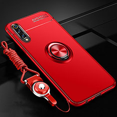 Funda Silicona Carcasa Ultrafina Goma con Magnetico Anillo de dedo Soporte T01 para Samsung Galaxy A70S Rojo