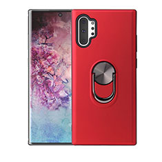 Funda Silicona Carcasa Ultrafina Goma con Magnetico Anillo de dedo Soporte T01 para Samsung Galaxy Note 10 Plus Rojo