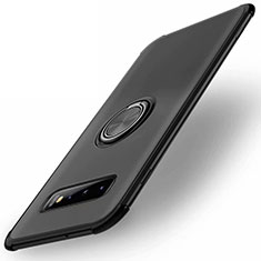 Funda Silicona Carcasa Ultrafina Goma con Magnetico Anillo de dedo Soporte T01 para Samsung Galaxy S10 Plus Negro