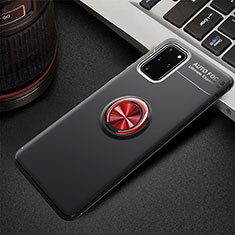 Funda Silicona Carcasa Ultrafina Goma con Magnetico Anillo de dedo Soporte T01 para Samsung Galaxy S20 Plus 5G Rojo y Negro