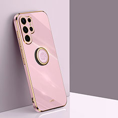 Funda Silicona Carcasa Ultrafina Goma con Magnetico Anillo de dedo Soporte T01 para Samsung Galaxy S23 Ultra 5G Oro Rosa