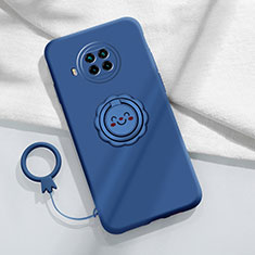 Funda Silicona Carcasa Ultrafina Goma con Magnetico Anillo de dedo Soporte T01 para Xiaomi Mi 10i 5G Azul