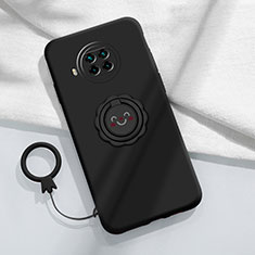 Funda Silicona Carcasa Ultrafina Goma con Magnetico Anillo de dedo Soporte T01 para Xiaomi Mi 10i 5G Negro