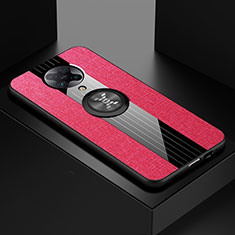 Funda Silicona Carcasa Ultrafina Goma con Magnetico Anillo de dedo Soporte T01 para Xiaomi Redmi K30 Pro Zoom Rosa Roja