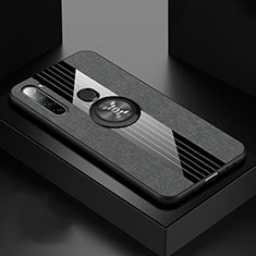 Funda Silicona Carcasa Ultrafina Goma con Magnetico Anillo de dedo Soporte T01 para Xiaomi Redmi Note 8 Gris