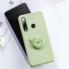 Funda Silicona Carcasa Ultrafina Goma con Magnetico Anillo de dedo Soporte T02 para Huawei Honor 20 Lite Verde