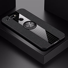 Funda Silicona Carcasa Ultrafina Goma con Magnetico Anillo de dedo Soporte T02 para Huawei Honor View 20 Negro