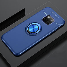 Funda Silicona Carcasa Ultrafina Goma con Magnetico Anillo de dedo Soporte T02 para Huawei Mate 20 Pro Azul