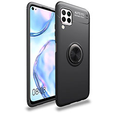 Funda Silicona Carcasa Ultrafina Goma con Magnetico Anillo de dedo Soporte T02 para Huawei Nova 6 SE Negro