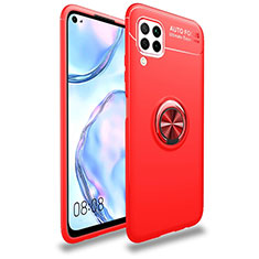 Funda Silicona Carcasa Ultrafina Goma con Magnetico Anillo de dedo Soporte T02 para Huawei Nova 6 SE Rojo