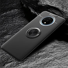 Funda Silicona Carcasa Ultrafina Goma con Magnetico Anillo de dedo Soporte T02 para OnePlus 7T Negro