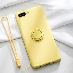 Funda Silicona Carcasa Ultrafina Goma con Magnetico Anillo de dedo Soporte T02 para Oppo K1 Amarillo