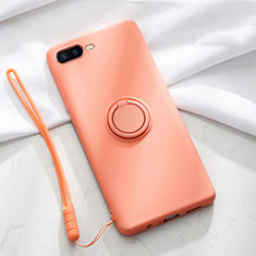 Funda Silicona Carcasa Ultrafina Goma con Magnetico Anillo de dedo Soporte T02 para Oppo K1 Naranja