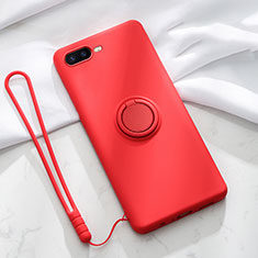 Funda Silicona Carcasa Ultrafina Goma con Magnetico Anillo de dedo Soporte T02 para Oppo R15X Rojo