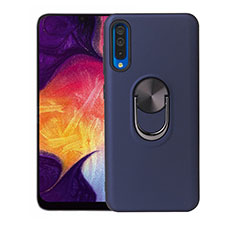 Funda Silicona Carcasa Ultrafina Goma con Magnetico Anillo de dedo Soporte T02 para Samsung Galaxy A70 Azul