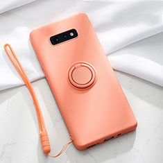 Funda Silicona Carcasa Ultrafina Goma con Magnetico Anillo de dedo Soporte T02 para Samsung Galaxy S10e Naranja