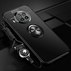 Funda Silicona Carcasa Ultrafina Goma con Magnetico Anillo de dedo Soporte T02 para Xiaomi Mi 10i 5G Negro