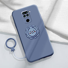 Funda Silicona Carcasa Ultrafina Goma con Magnetico Anillo de dedo Soporte T02 para Xiaomi Redmi 10X 4G Gris