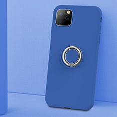 Funda Silicona Carcasa Ultrafina Goma con Magnetico Anillo de dedo Soporte T03 para Apple iPhone 11 Pro Max Azul