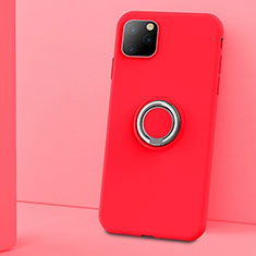 Funda Silicona Carcasa Ultrafina Goma con Magnetico Anillo de dedo Soporte T03 para Apple iPhone 11 Pro Max Rojo