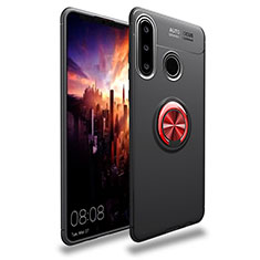 Funda Silicona Carcasa Ultrafina Goma con Magnetico Anillo de dedo Soporte T03 para Huawei P30 Lite Rojo y Negro