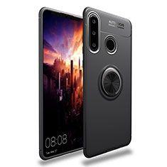 Funda Silicona Carcasa Ultrafina Goma con Magnetico Anillo de dedo Soporte T03 para Huawei P30 Lite XL Negro