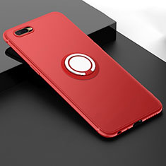 Funda Silicona Carcasa Ultrafina Goma con Magnetico Anillo de dedo Soporte T03 para Oppo K1 Rojo