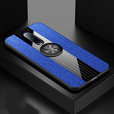 Funda Silicona Carcasa Ultrafina Goma con Magnetico Anillo de dedo Soporte T03 para Oppo RX17 Pro Azul