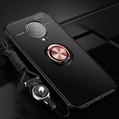 Funda Silicona Carcasa Ultrafina Goma con Magnetico Anillo de dedo Soporte T03 para Xiaomi Redmi K30 Pro Zoom Oro y Negro