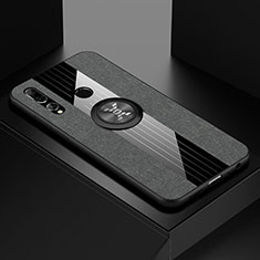 Funda Silicona Carcasa Ultrafina Goma con Magnetico Anillo de dedo Soporte T04 para Huawei Honor 10i Gris Oscuro