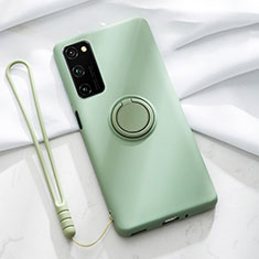 Funda Silicona Carcasa Ultrafina Goma con Magnetico Anillo de dedo Soporte T04 para Huawei Honor V30 5G Cian