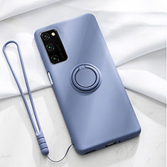 Funda Silicona Carcasa Ultrafina Goma con Magnetico Anillo de dedo Soporte T04 para Huawei Honor V30 Pro 5G Morado