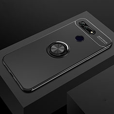 Funda Silicona Carcasa Ultrafina Goma con Magnetico Anillo de dedo Soporte T04 para Huawei Honor View 20 Negro