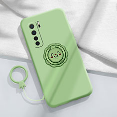 Funda Silicona Carcasa Ultrafina Goma con Magnetico Anillo de dedo Soporte T04 para Huawei Nova 7 SE 5G Cian