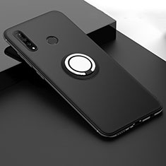 Funda Silicona Carcasa Ultrafina Goma con Magnetico Anillo de dedo Soporte T04 para Huawei P30 Lite Negro