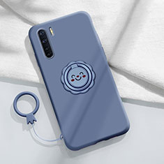 Funda Silicona Carcasa Ultrafina Goma con Magnetico Anillo de dedo Soporte T04 para Oppo Reno3 Gris