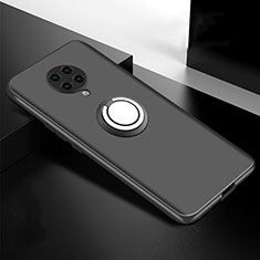 Funda Silicona Carcasa Ultrafina Goma con Magnetico Anillo de dedo Soporte T04 para Xiaomi Redmi K30 Pro Zoom Negro