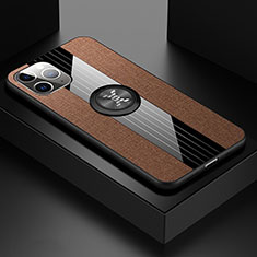 Funda Silicona Carcasa Ultrafina Goma con Magnetico Anillo de dedo Soporte T06 para Apple iPhone 11 Pro Marron