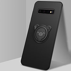 Funda Silicona Carcasa Ultrafina Goma con Magnetico Anillo de dedo Soporte T06 para Samsung Galaxy S10 5G Negro