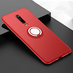 Funda Silicona Carcasa Ultrafina Goma con Magnetico Anillo de dedo Soporte T06 para Xiaomi Mi 9T Rojo